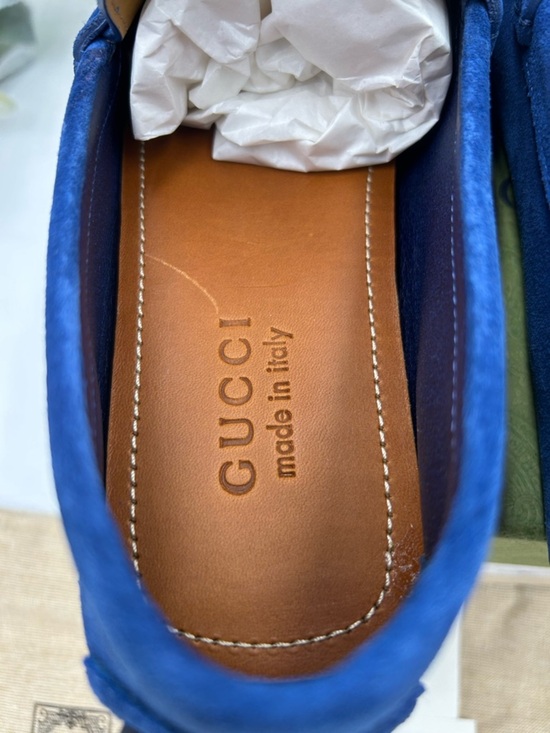 Men\'s Gucci horse bit Driver loafers in royal blue size 8 fits 8.5 US made Italy main image 4